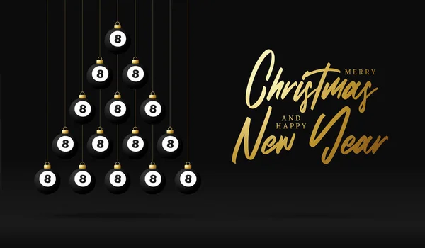 Bilardo Noel Yeni Yıl Tebrik Kartı Mücevheri Ağacı Noel Yeni — Stok Vektör