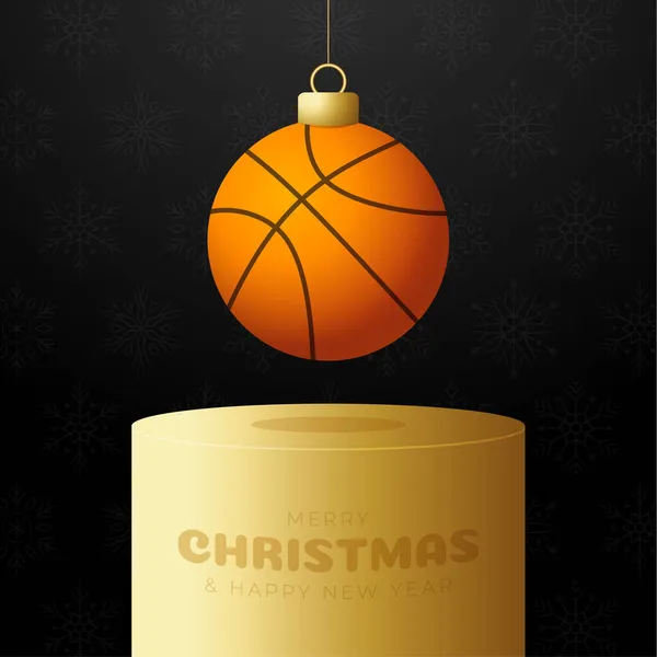 Basketbal Vánoční Cetka Podstavec Veselé Vánoční Přání Uvítanou Vydržte Vlákno — Stockový vektor