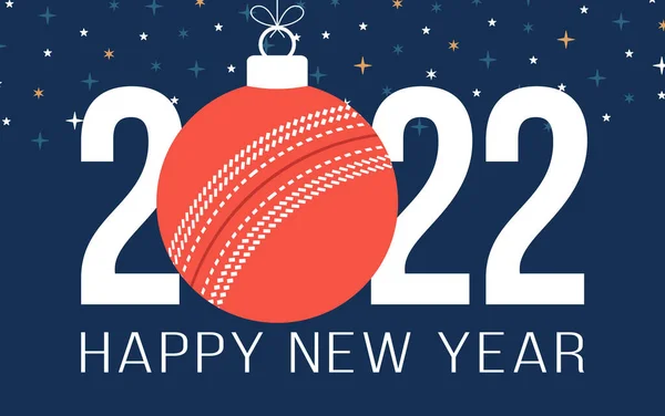 2022 Hyvää Uutta Vuotta Kriketti Vektori Kuvitus Tasainen Tyyli Urheilu — vektorikuva