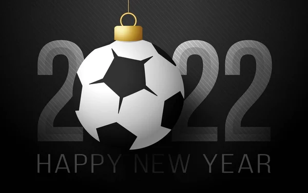 2022 Feliz Año Nuevo Tarjeta Felicitación Deportiva Con Balón Fútbol — Archivo Imágenes Vectoriales