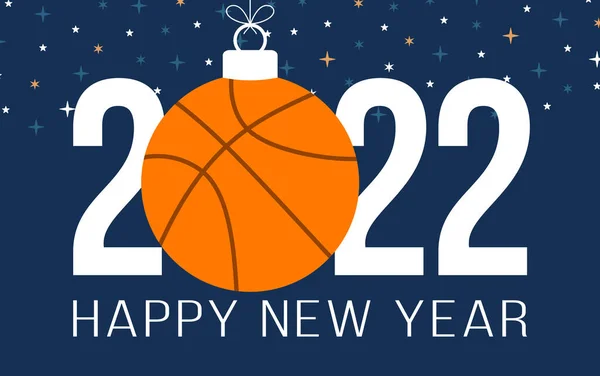 2022 Gelukkig Nieuwjaar Basketbal Vector Illustratie Flat Style Sports 2022 — Stockvector