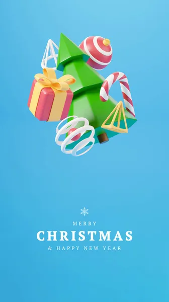 Capodanno Natale Design Confezione Regalo Realistica Abete Natale Palla Caramelle — Foto Stock