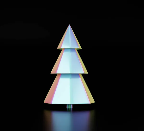 Boldog Karácsonyt Boldog Évet Holografikus Karácsonyi Holografikus Design Xmas Fenyőfával — Stock Fotó
