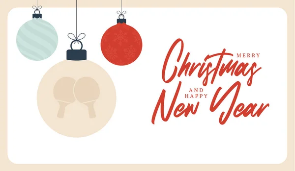 Tarjeta Felicitación Navidad Ping Pong Feliz Navidad Feliz Año Nuevo — Vector de stock