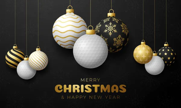 Carte Noël Golf Joyeux Noël Sport Carte Voeux Accrochez Vous — Image vectorielle