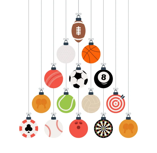 Ilustración Deportiva Navideña Árbol Creativo Navidad Hecho Por Fútbol Fútbol — Archivo Imágenes Vectoriales