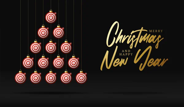 Hedef Dash Christmas Yeni Yıl Tebrik Kartı Mücevheri Ağacı Noel — Stok Vektör