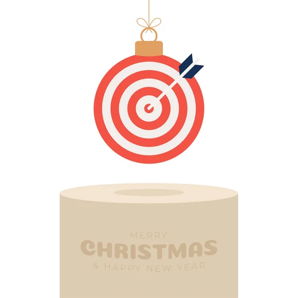 Natal Alvo Traço Bugiganga Pedestal Feliz Natal Esporte Cartão Saudação —  Vetores de Stock