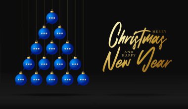 Noel muhabbeti ve yeni yıl tebrik kartı mücevher ağacı. Yılbaşı ve yeni yıl kutlaması için kara fon üzerine sohbet baloncuğunun yaptığı yaratıcı Xmas ağacı. tebrik kartı konuş