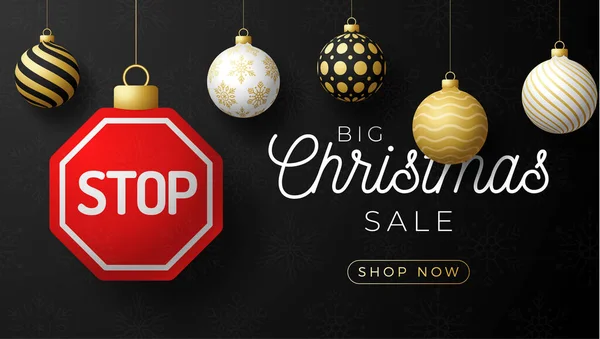 Рождественская Открытка Продажу Знаков Рождественской Открыткой Вывеске Hold Thread Stop — стоковый вектор