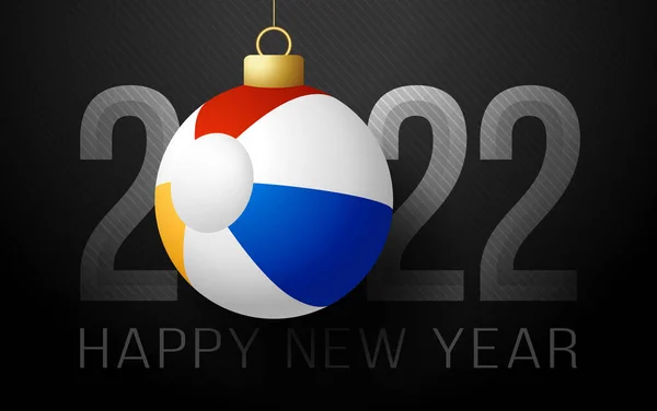 Piłka Plażowa 2022 Szczęśliwego Nowego Roku Karta Okolicznościowa Sportowa Piłką — Wektor stockowy