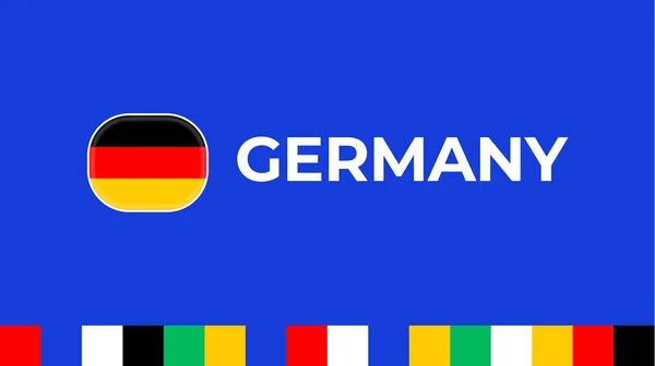 ドイツ2024ベクトルフラグ 2024年のサッカートーナメント決勝 カントリーラインフラグ付き公式チャンピオンシップブルーの色とスタイル — ストックベクタ