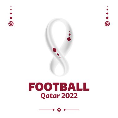 Katar 2022 futbol yarışma vektör tasarımı. Pankartlar, posterler, sosyal medya kiti, şablonlar, skorbordlar için beyaz arkaplan deseni üzerine resmi logo 2022 değil.