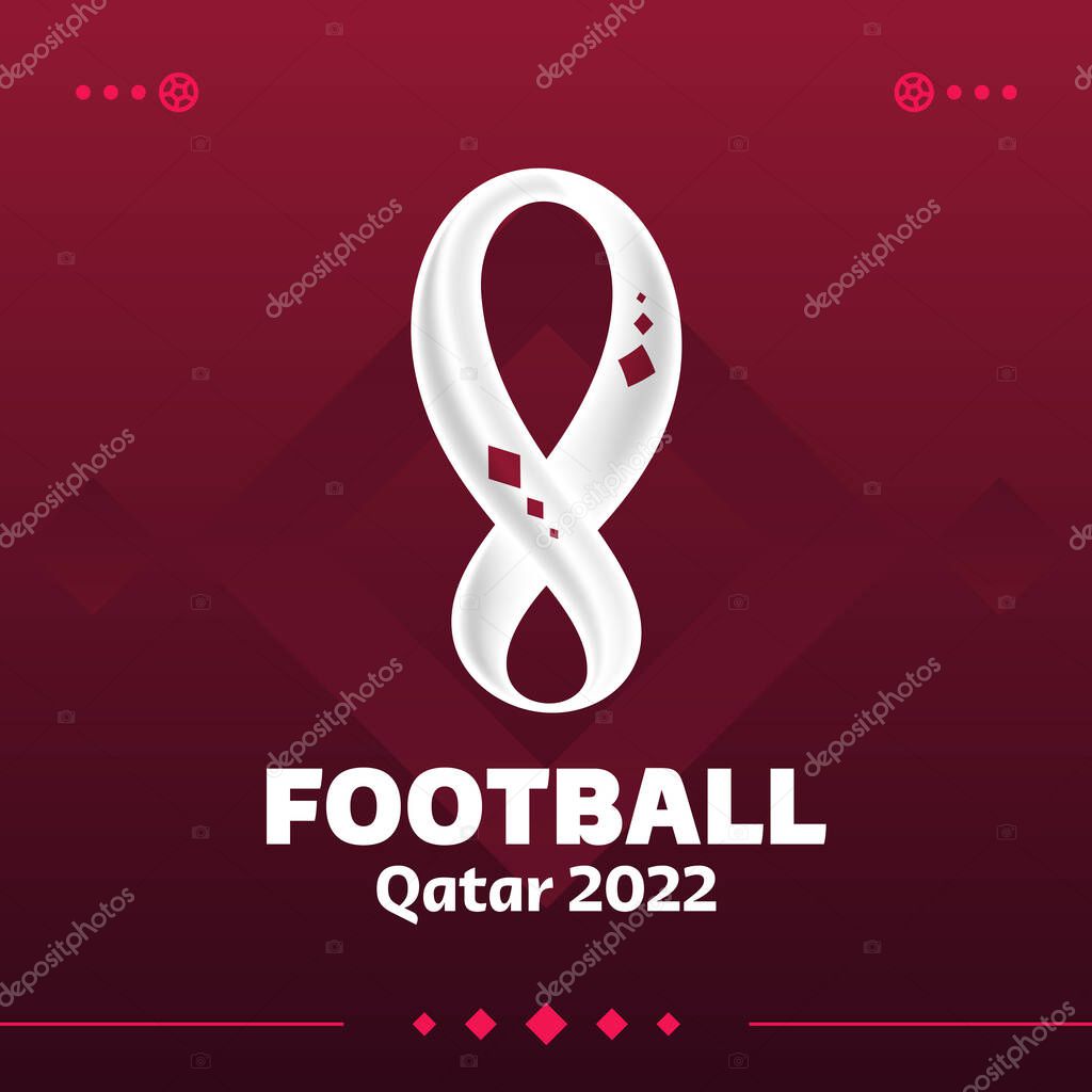 Qatar 2022 world cup football competition vector design. Not official logo qatar 2022 on red burgundy background Pattern for Banners, Posters, Social Media kit, templates, scoreboard.