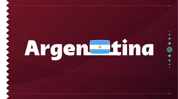 아르헨티나 국기와 문자는 2022 토너먼트 배경에 Vector Illustration Football Pattern — 스톡 벡터