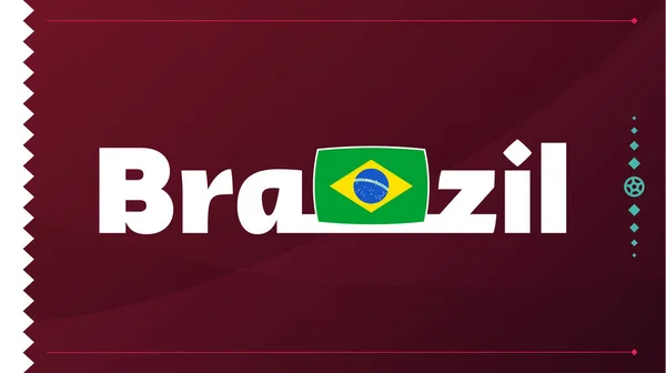 Drapeau Brésilien Texte Sur Fond Tournoi Football 2022 Illustration Vectorielle — Image vectorielle