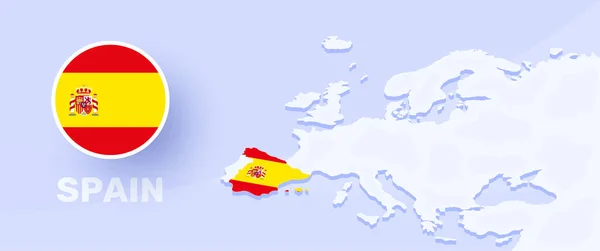 Spain Map Flag Banner Vector Illustration Map Europe Highlighted Country — Stock vektor