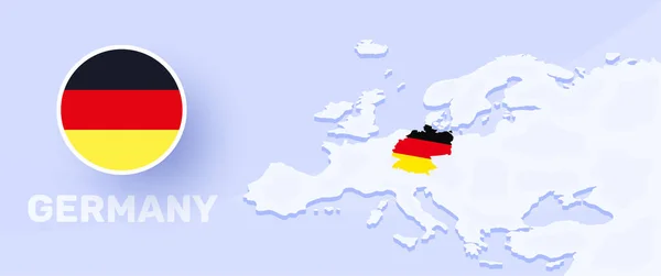 Germany Map Flag Banner Vector Illustration Map Europe Highlighted Country — Vettoriale Stock