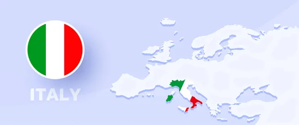 Italy Map Flag Banner Vector Illustration Map Europe Highlighted Country — 스톡 벡터