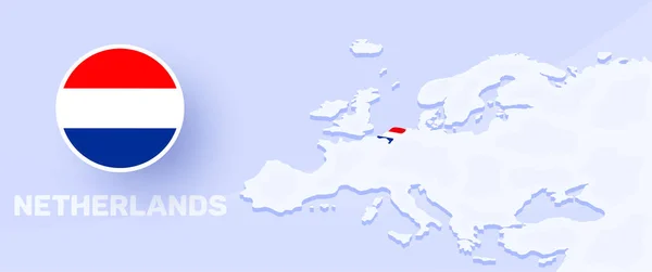 Netherlands Map Flag Banner Vector Illustration Map Europe Highlighted Country — Stock vektor