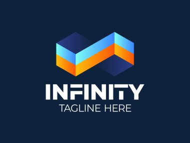 infinity cube logo. 3D Geometric Infinity Cube Hexagon vector logotype