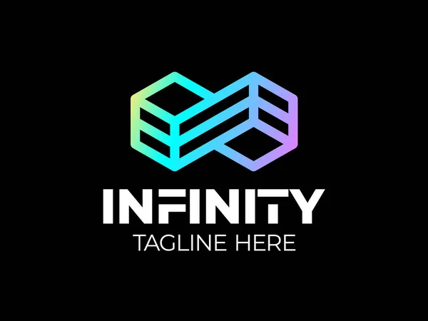 Infinity Hexagonal Logo Geometric Infinity Cube Hexagon Logo Flat Concept — 图库矢量图片