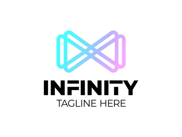 Infinity Play Media Line Logo Vector Media Play Logo Design — 图库矢量图片