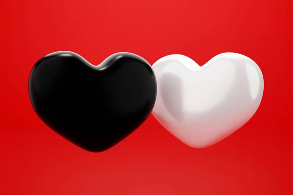 Icono Corazón Blanco Negro Sobre Fondo Rojo Dibujos Animados Mínimo —  Fotos de Stock