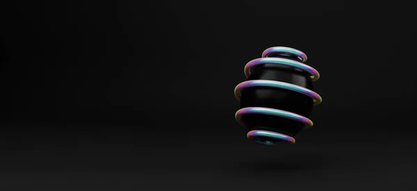 Vallende Luxe Holografische Paaseieren Met Patroon Zwarte Achtergrond Rendering Happy — Stockfoto