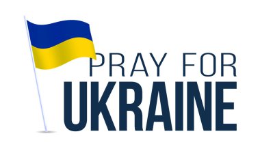 Ulusal bayrak, el ve haritayla Ukrayna konsepti için dua edin. Ukrayna bayrağı dua eden konsept vektör çizimi. Barış için dua edin Ukrayna 'ya karşı savaşı durdurun.