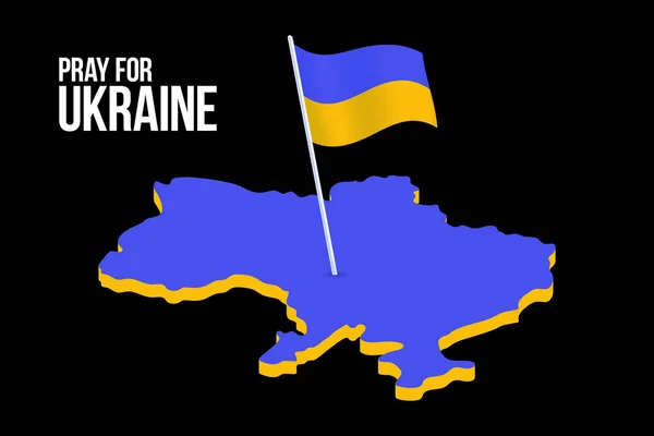 Ore Por Ucrania Concepto Ilustración Con Bandera Nacional Mano Mapa — Archivo Imágenes Vectoriales