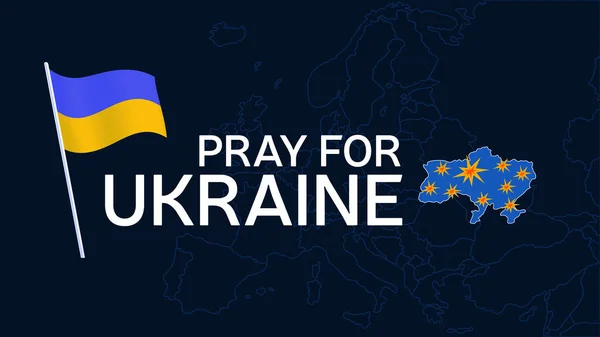 Ulusal bayrak, el ve haritayla Ukrayna konsepti için dua edin. Ukrayna bayrağı dua eden konsept vektör çizimi. Barış için dua edin Ukrayna 'ya karşı savaşı durdurun.