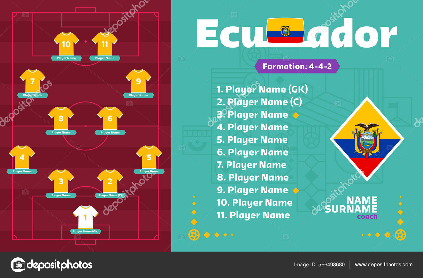 Ecuador Line Football 2022 Tournament Final Stage Vector Illustration