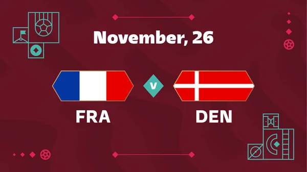 France Denmark Football 2022 Group World Football Competition Championship Match — Image vectorielle