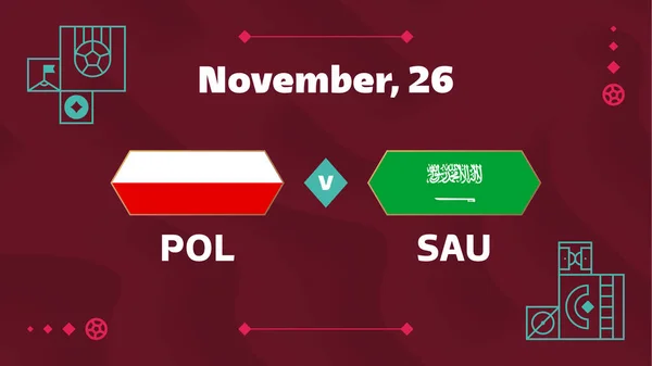 Poland Saudi Arabia Football 2022 Group World Football Competition Championship — Image vectorielle