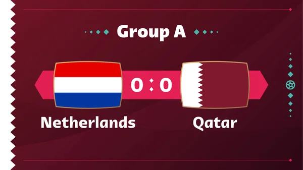 Holanda Qatar Futebol 2022 Grupo World Football Competition Championship Match —  Vetores de Stock