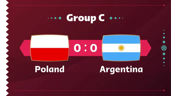 Poland Argentina Football 2022 Group World Football Competition Championship Match — 스톡 벡터