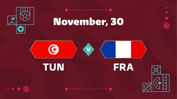 Tunisia France Football 2022 Group World Football Competition Championship Match — Image vectorielle