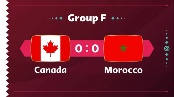 Καναδάς Εναντίον Μαρόκου Ποδόσφαιρο 2022 Ομάδα World Football Competition Πρωτάθλημα — Διανυσματικό Αρχείο