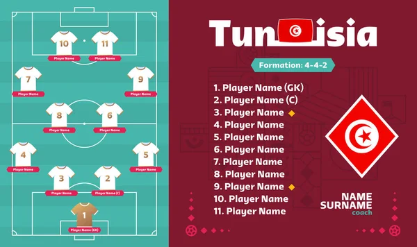 Tunisko Line Fotbal 2022 Turnaj Závěrečná Fáze Vektorové Ilustrace Country — Stockový vektor