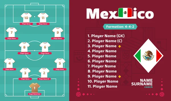 Mexiko Line Fotbal 2022 Turnaj Závěrečná Fáze Vektorové Ilustrace Country — Stockový vektor