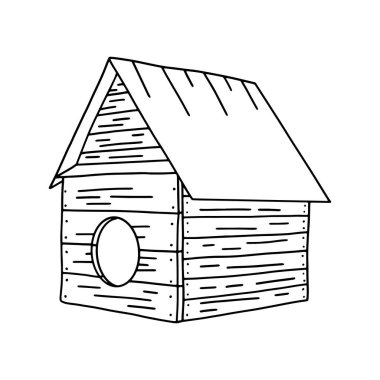 Hand drawn doghouse doodle. Vector illustration of Dog house.