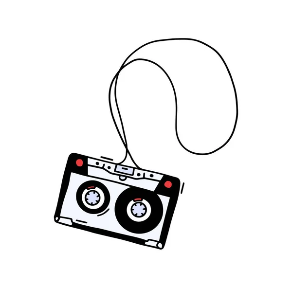 Abstract Hand Drawn Classic Tape Old Cassette Doodle Concept Vector — Stockový vektor