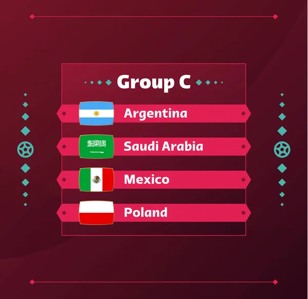 Mundo Futebol 2022 Grupo Bandeiras Dos Países Participantes Campeonato Mundial — Vetor de Stock
