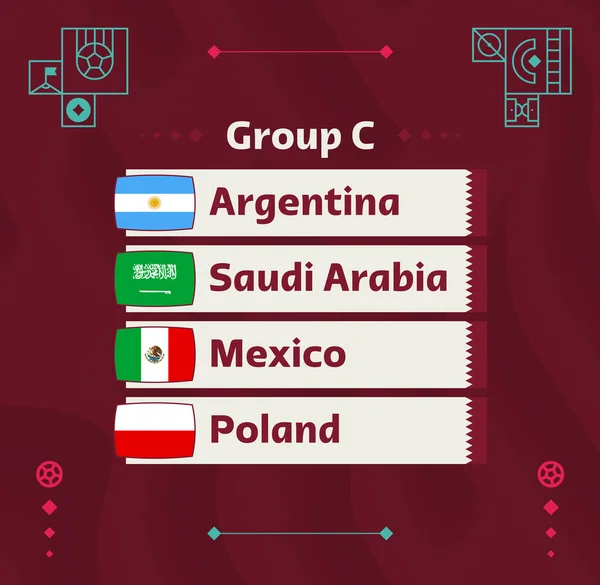 Mundo Futebol 2022 Grupo Bandeiras Dos Países Participantes Campeonato Mundial —  Vetores de Stock