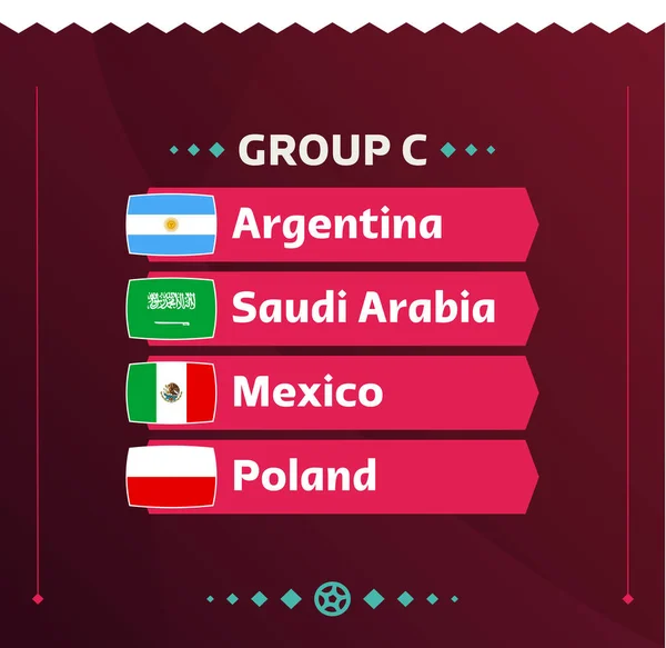 Mundo Futebol 2022 Grupo Bandeiras Dos Países Participantes Campeonato Mundial — Vetor de Stock