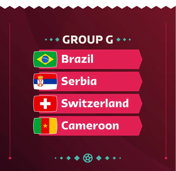 Mundo Futebol 2022 Grupo Bandeiras Dos Países Que Participam Campeonato — Vetor de Stock
