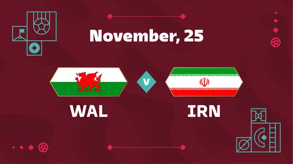 Wales Iran Match Football 2022 Match Championnat Monde Contre Des — Image vectorielle