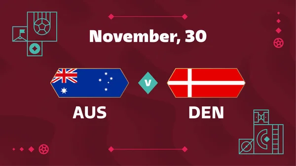 Australie Danemark Match Football 2022 Match Championnat Monde Contre Des — Image vectorielle