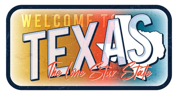 Vítejte Ukázce Texaského Rezavého Kovového Vektoru Mapa Stavu Vektoru Stylu — Stockový vektor